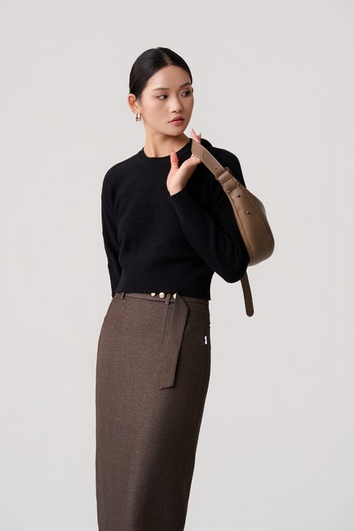 Áo Len DT cổ còn dệt kẻ ngang