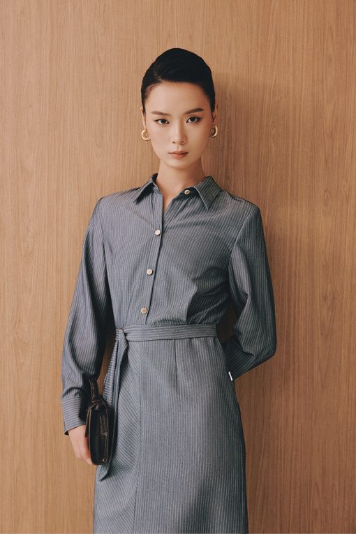 Đầm ôm DT nẹp giả thân trên, đai luồn D