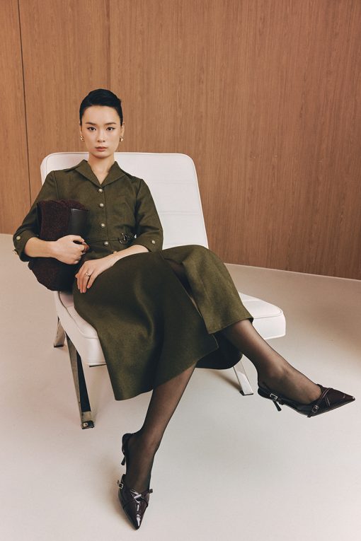 Đầm xoè lơ vê tay đai eo dây đôi