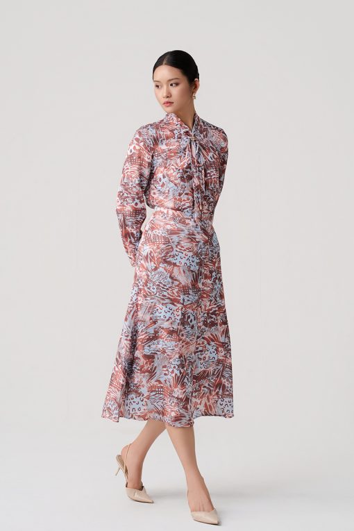 Chân váy xoè hoạ tiết cạp nhỏ