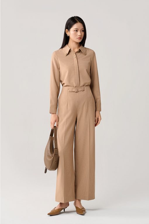 Quần suông cạp liền bổ cơi kẹp đai