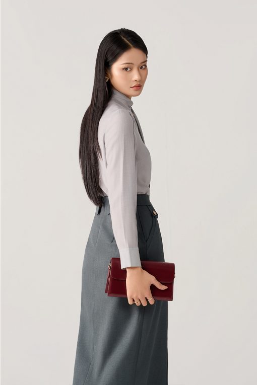 Sơ mi DT tay mí cổ buộc nơ