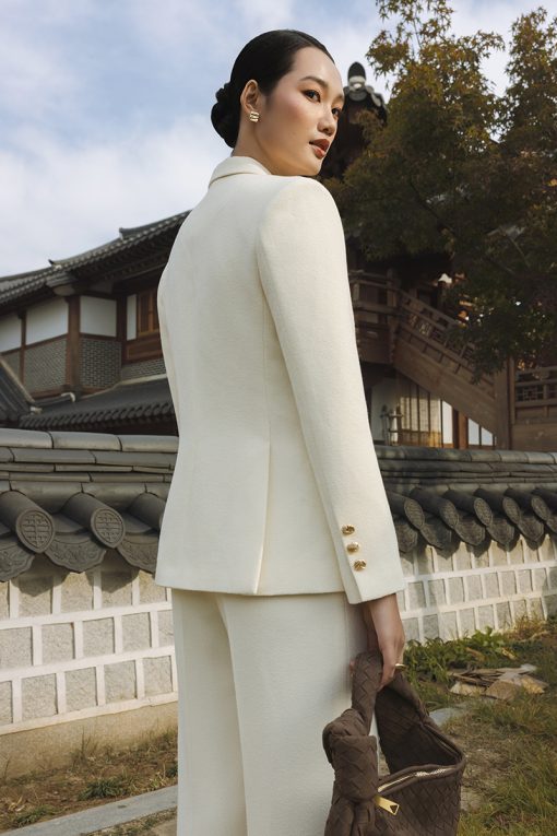 Áo khoác tweed cổ vest 2 hàng cúc