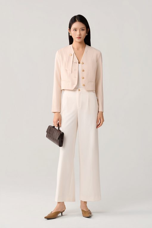 Áo kiểu DT croptop v gấu vạt cổ gập