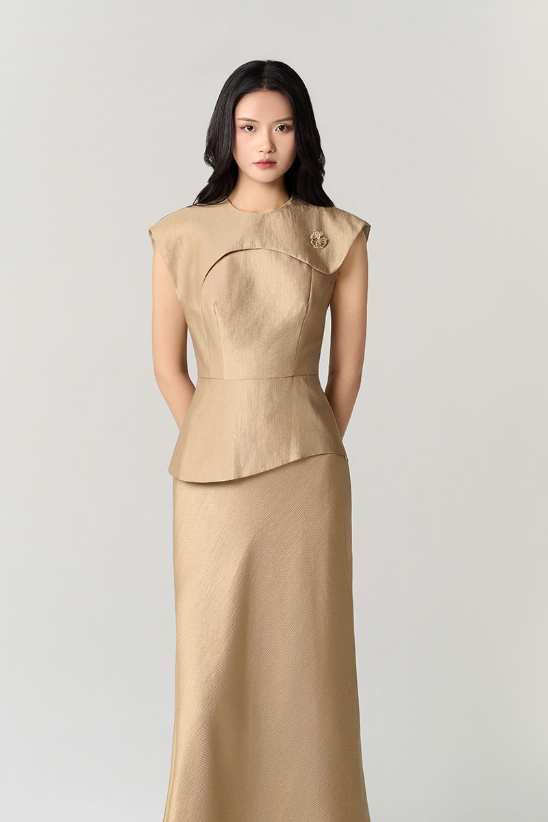 Áo kiểu peplum vai chờm can lệch thân Áo kiểu peplum vai chờm can lệch thân