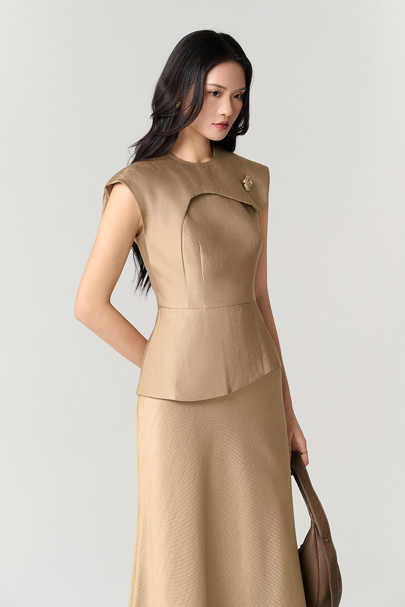 Áo kiểu peplum vai chờm can lệch thân Áo kiểu peplum vai chờm can lệch thân