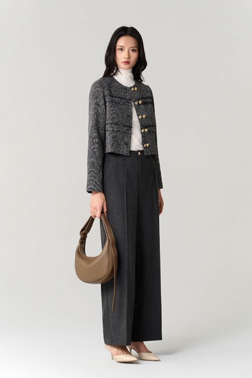 Áo kiểu tweed DT can thân tua rua