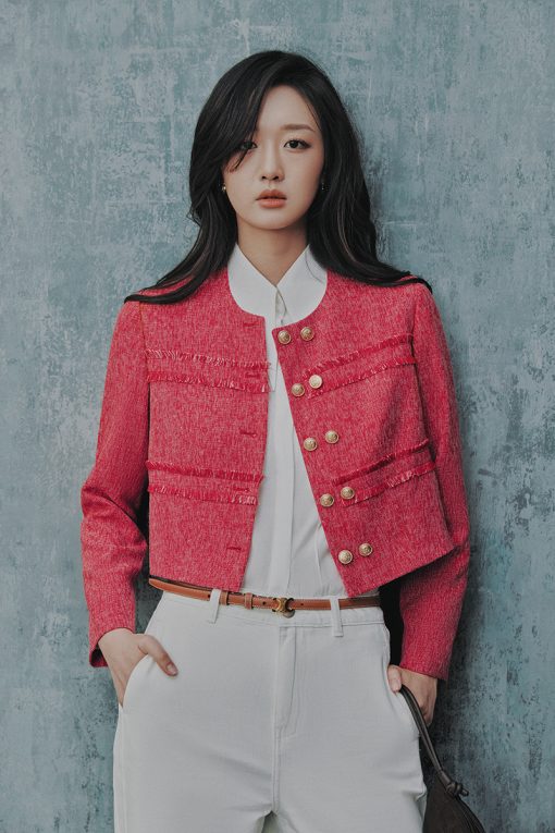 Áo kiểu tweed DT can thân tua rua