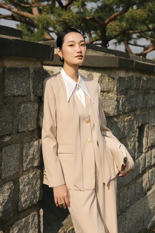 Áo vest cổ V cổ vắt dây