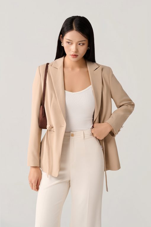 Áo vest suông eo kẹp dây luồn khoen