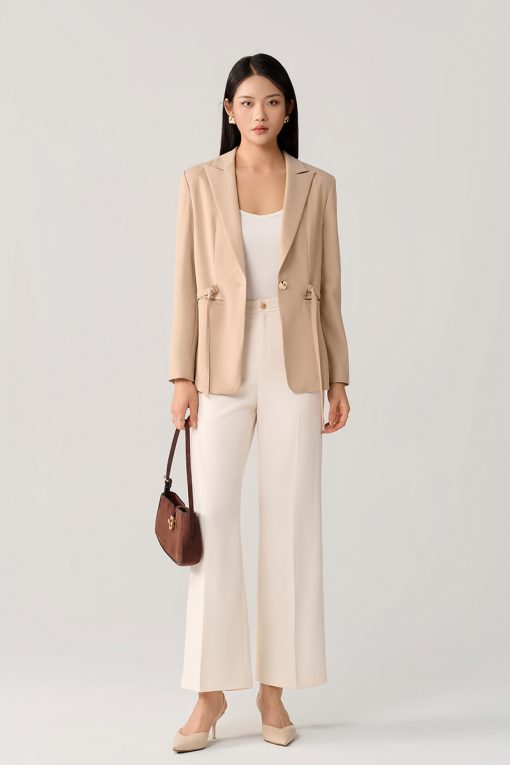 Áo vest suông eo kẹp dây luồn khoen