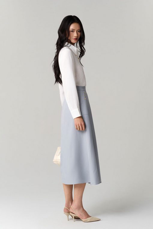 Chân váy xoè túi ốp chéo đính cúc TT