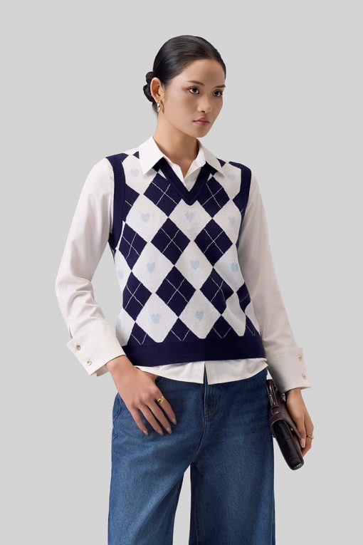 Áo Len gile dệt thoi phối trái tim