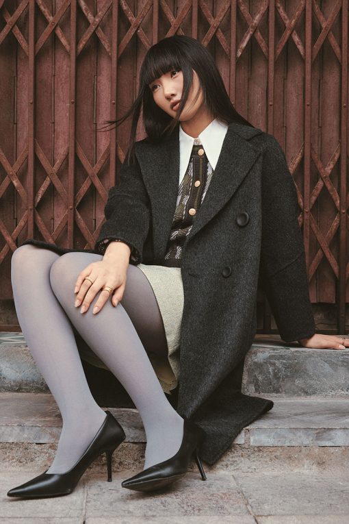 Áo dạ suông hai mặt khâu tay cổ 2 ve