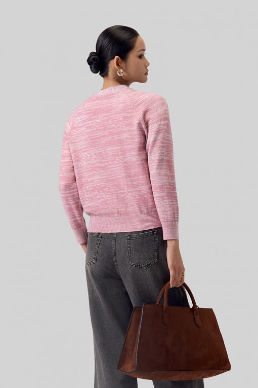 Áo khoác len tay raglan cổ V 5 cúc