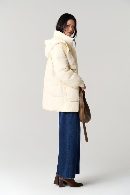 Áo khoác phao dáng lửng eo rút dây