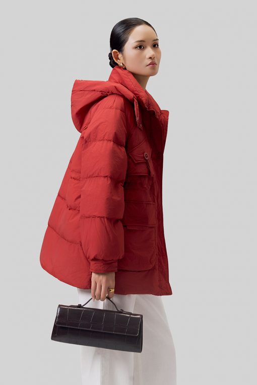 Áo khoác phao dáng lửng eo rút dây