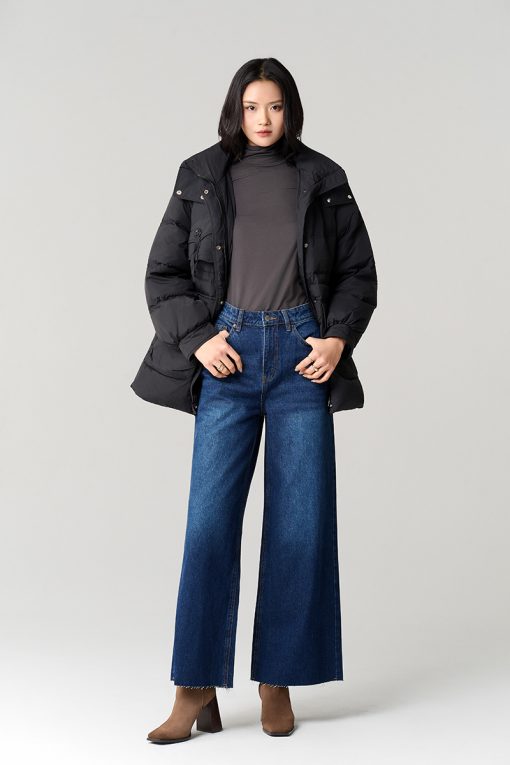 Áo khoác phao dáng lửng eo rút dây