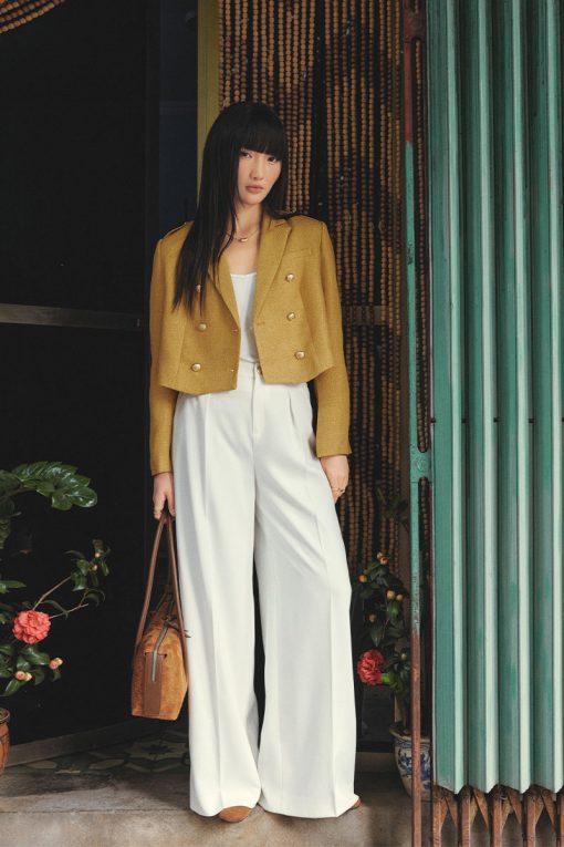 Áo khoác tweed 2 hàng cúc gấu chéo