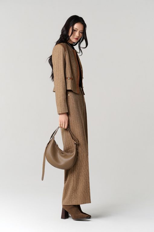 Quần suông text, can giả túi đính cúc