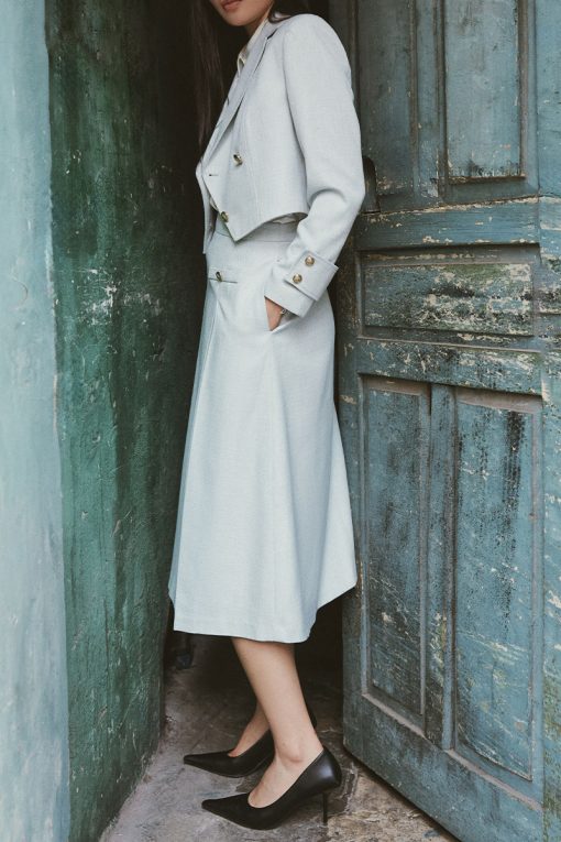 Chân váy tweed xoè lý súp cơi giả