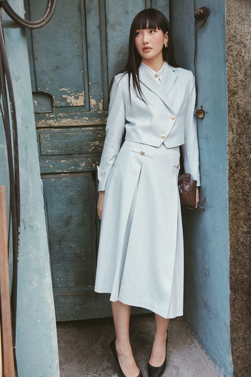 Chân váy tweed xoè lý súp cơi giả