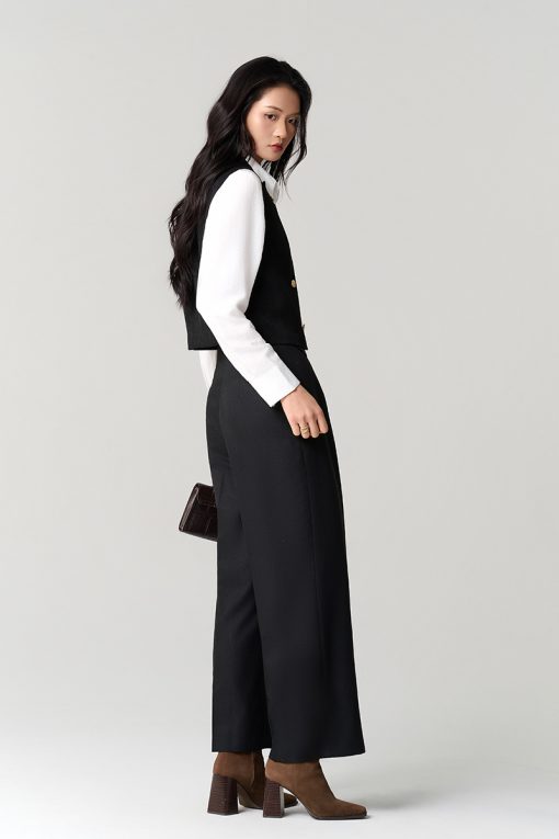 Áo kiểu SN croptop cổ vest 2 hàng cúc