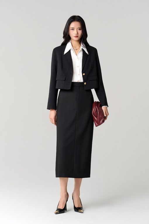 Chân váy dài quai nhê cạp kẹp nắp túi