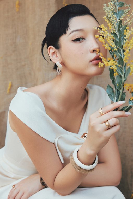 Đầm party nơ liền tay luồn khoen