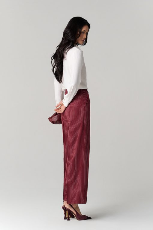 Quần suông kẻ quai nhê cạp cài cúc