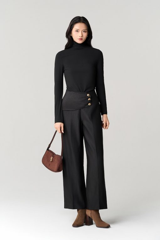 Quần suông tà bong đính cúc