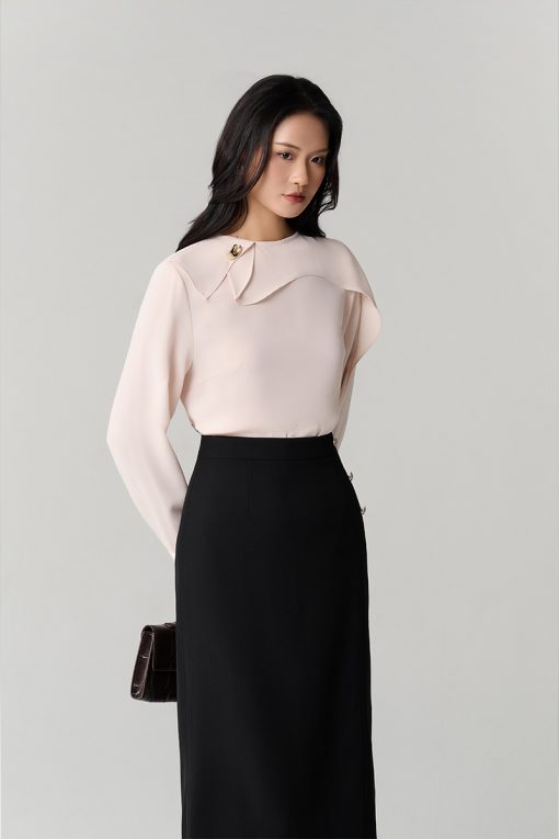 Sơ mi DT cổ thuyền lệch bèo ngực