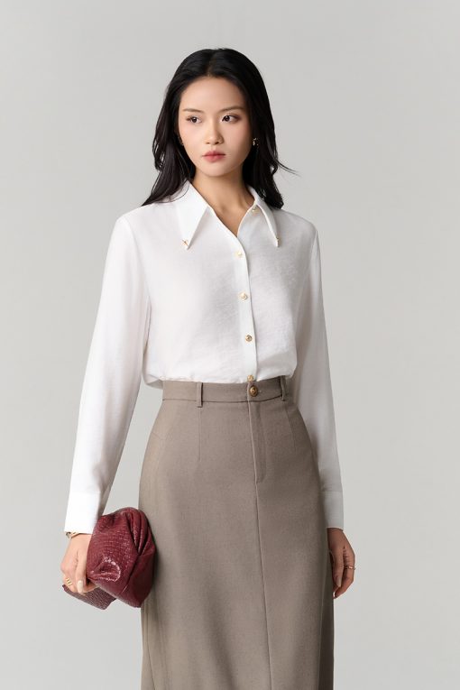 Sơ mi DT lá cổ đính cúc TT