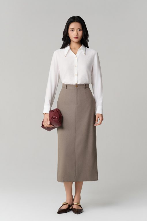 Chân váy dài can túi giả liền sườn