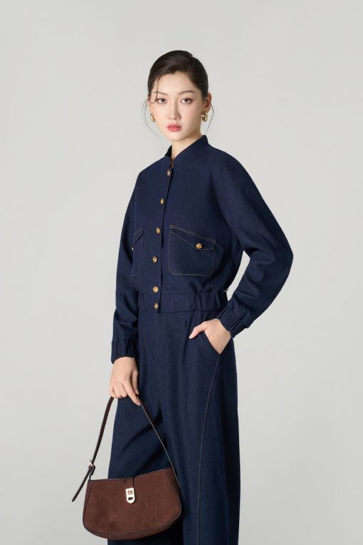 Áo khoác dáng ngắn gấu bo chun