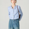 Áo khoác tweed croptop cổ bẻ lật
