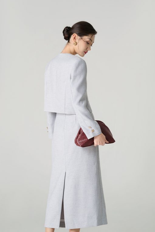 Áo khoác tweed croptop cổ vuông