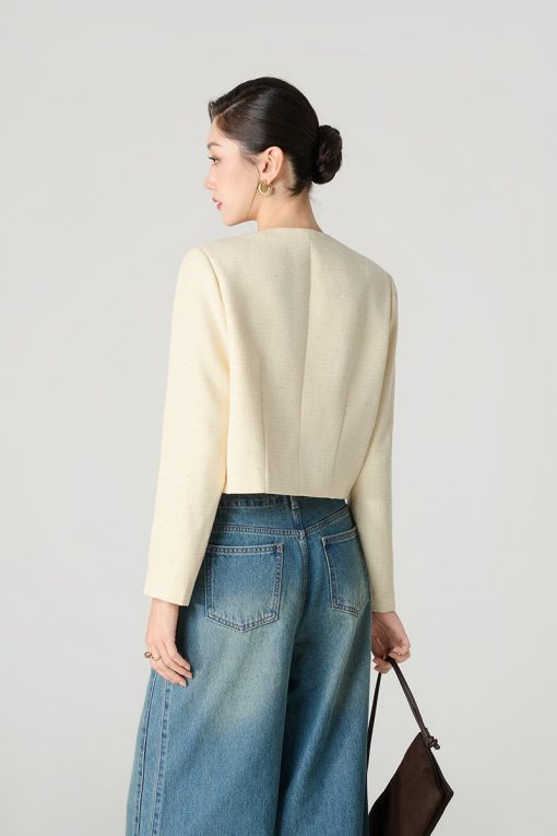 Áo kiểu DT croptop cổ vát V buộc nơ