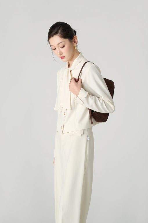 Áo kiểu DT croptop cổ vắt nơ