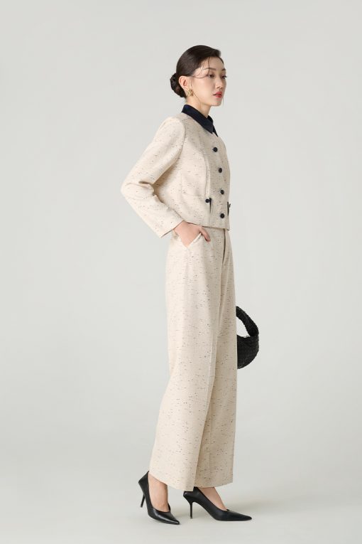 Áo kiểu DT croptop phối cổ, lé miệng túi