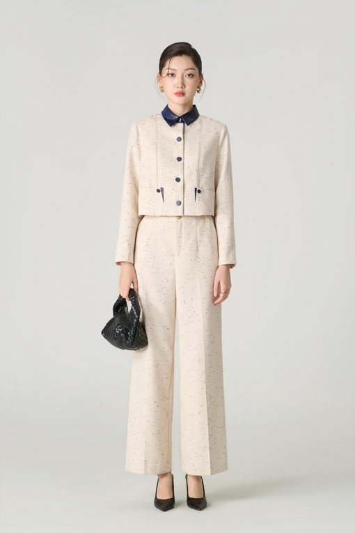 Quần suông tweed túi chéo TT