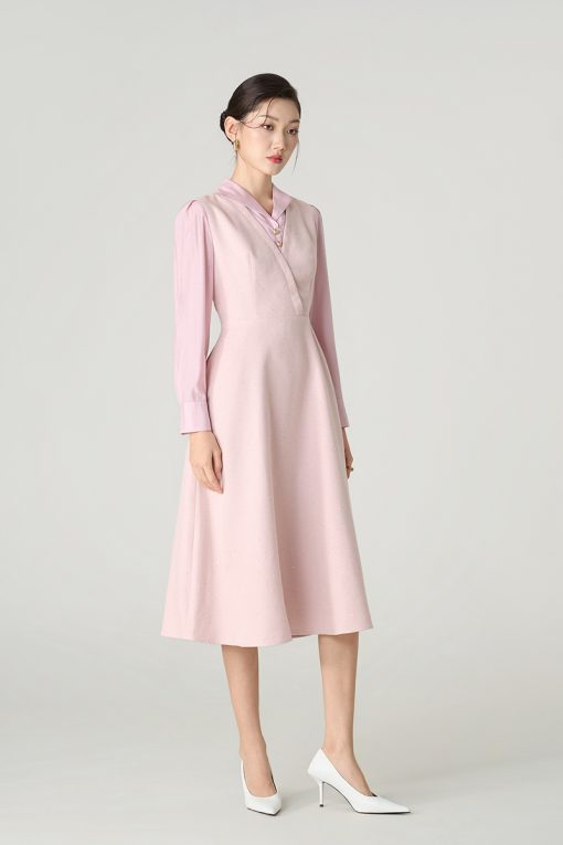 Đầm tweed xoè phôi cổ cách điệu