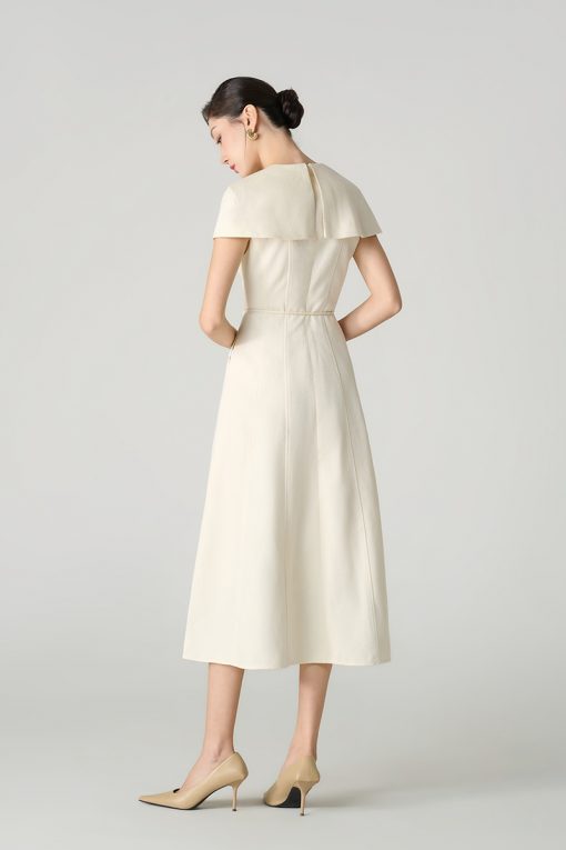 Đầm xoè tay cape can diễu thân kèm dây