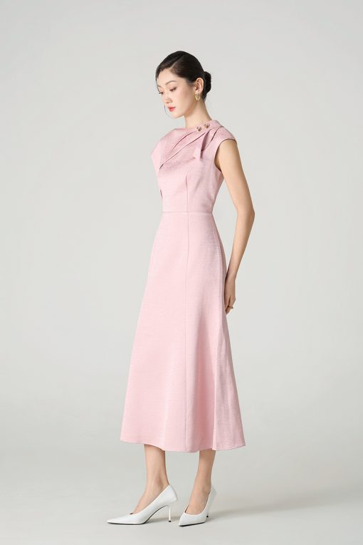 Đầm xoè tùng đuôi cá vạt vai bồng lệch