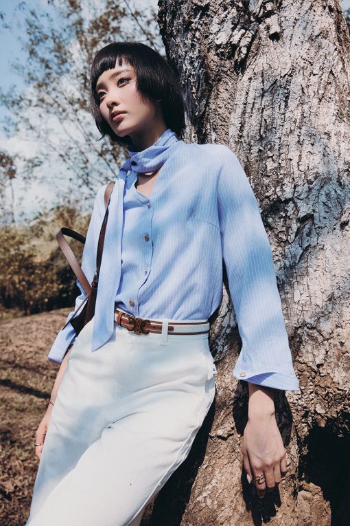 Sơ mi DT cổ V buộc nơ