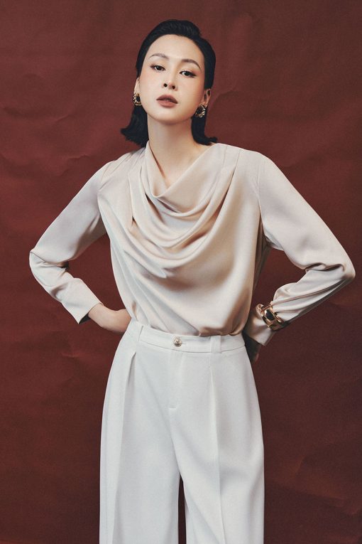 Sơ mi DT cổ đổ vai xếp ly