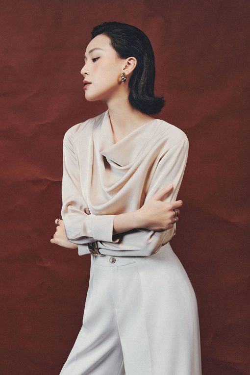 Sơ mi DT cổ đổ vai xếp ly