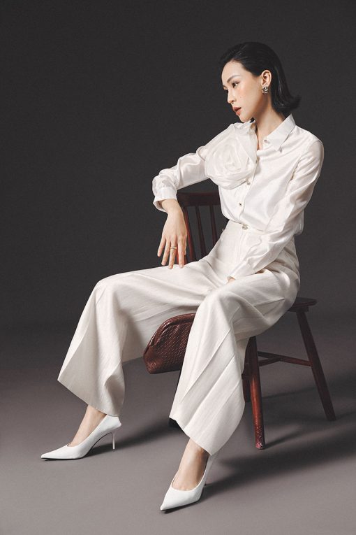 Sơ mi DT đính hoa to