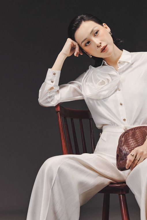 Sơ mi DT đính hoa to