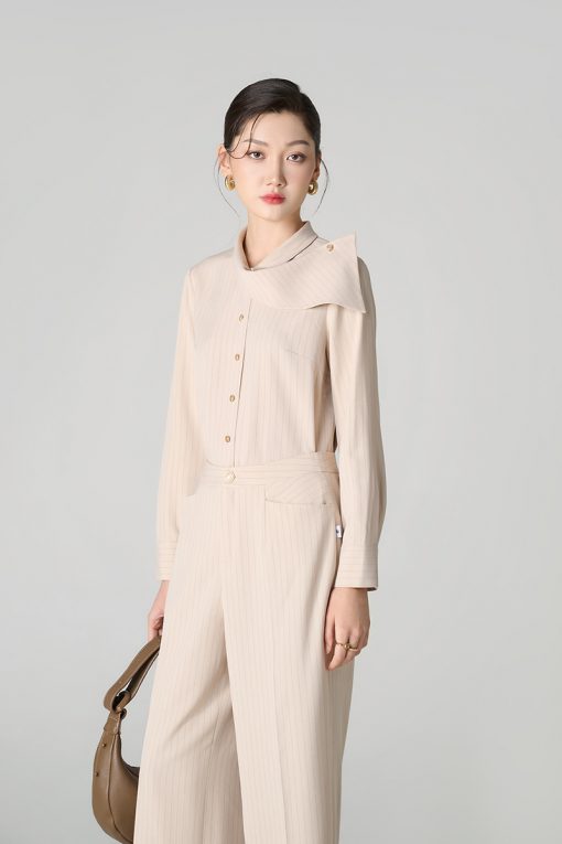 Sơ mi DT lá cổ vắt lệch vai